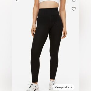 Brand New H&M Black Leggings High Waist Sports Ankle Length Size Medium Active
